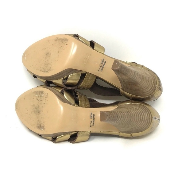 J Crew Ares 26068 Gold Metallic Platform Heels 9 - Picture 6 of 8